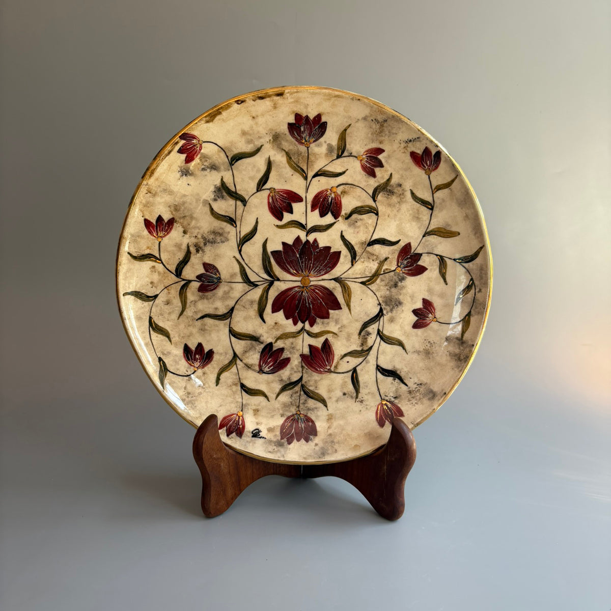 Mughal 10 Inches Dinner Plate Red & Blue - Red & Green