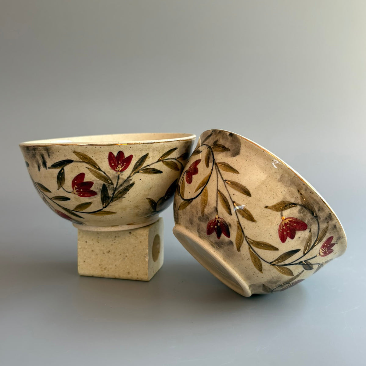 Mughal Small Curry/Nut Bowl Red & Green - Red & Green Set Of 2