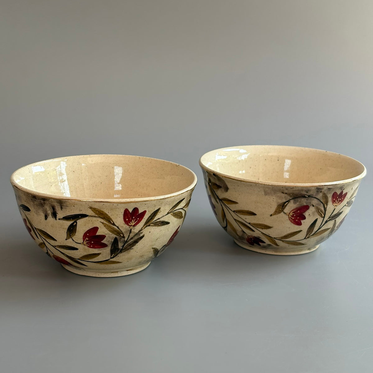 Mughal Small Curry/Nut Bowl Red & Green - Red & Green Set Of 2