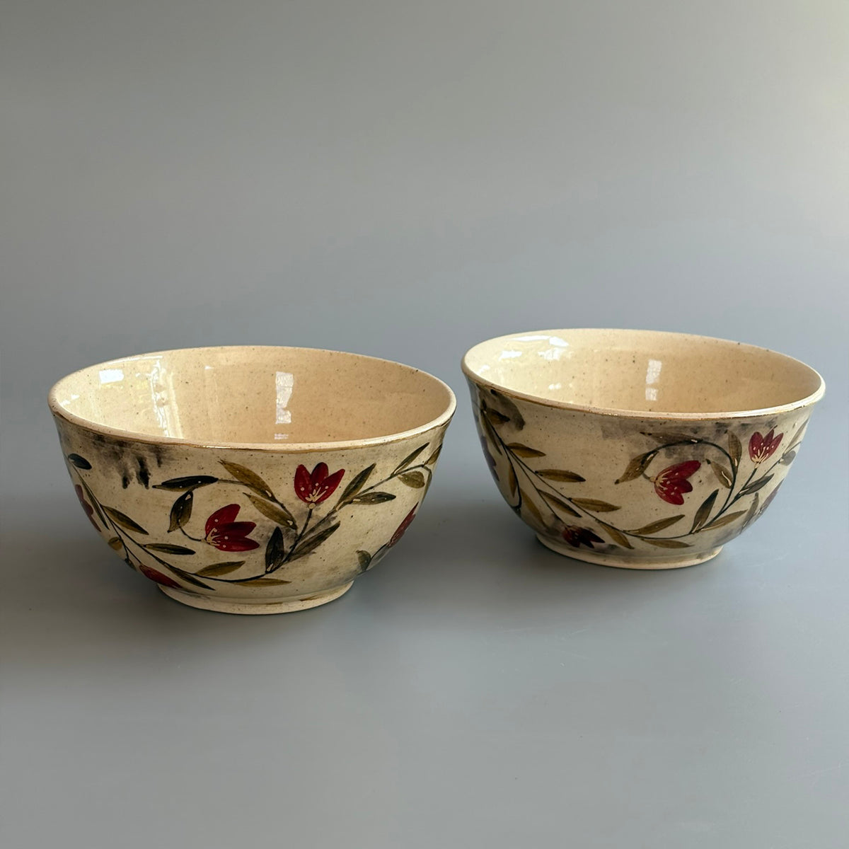 Mughal Small Curry/Nut Bowl Red & Green - Red & Green Set Of 2
