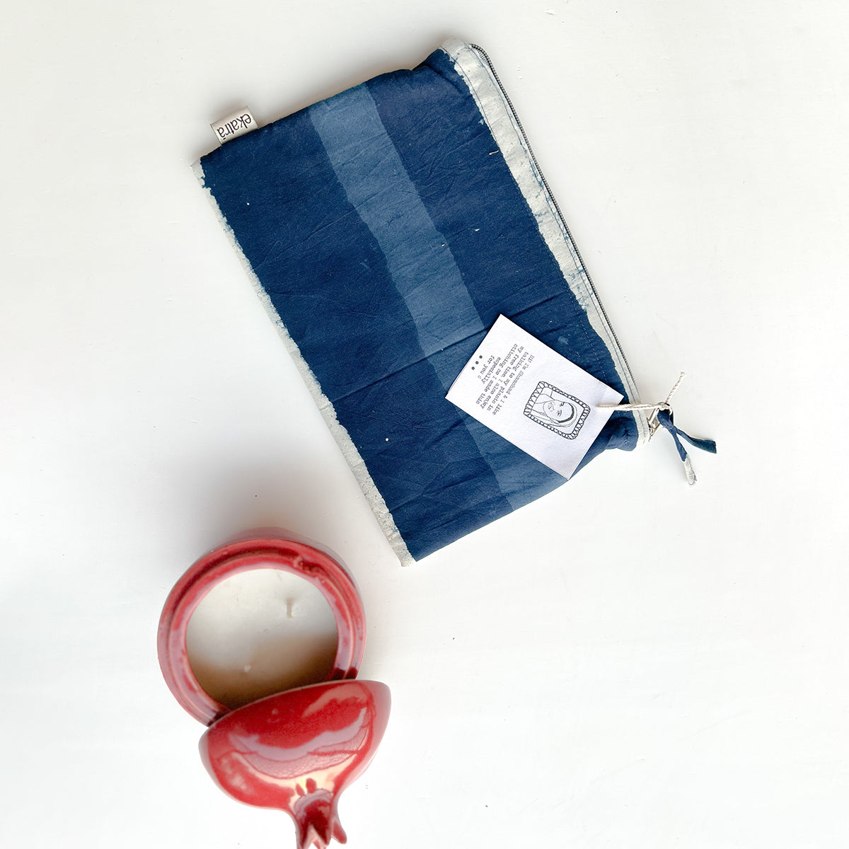 Sustainable Cotton Travel Pouch/Organizer by Ekatra - Indigo Stripes