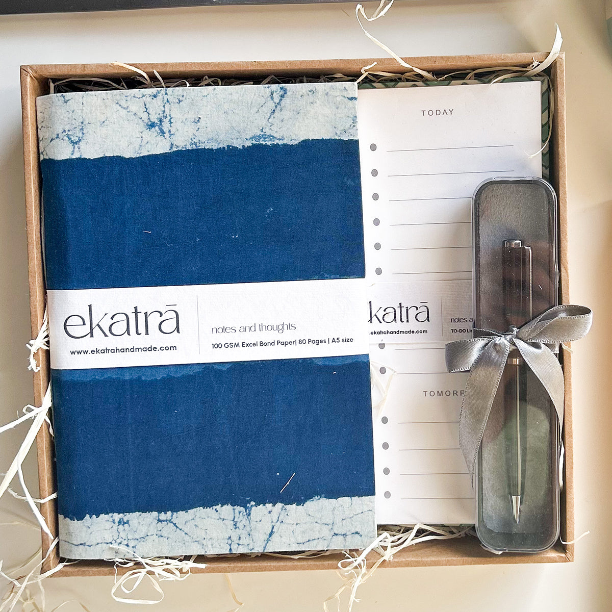 Sustainable Productivity Gift hamper by Ekatra - Indigo Stripes