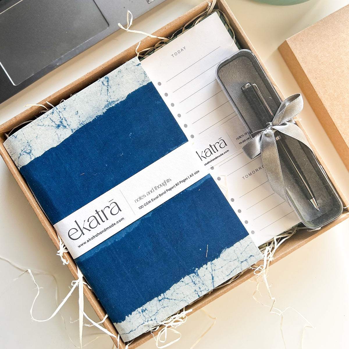 Sustainable Productivity Gift hamper by Ekatra - Indigo Stripes