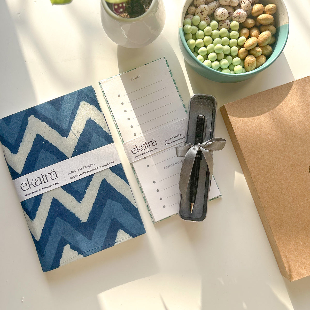 Sustainable Productivity Gift hamper by Ekatra - Indigo Chevron