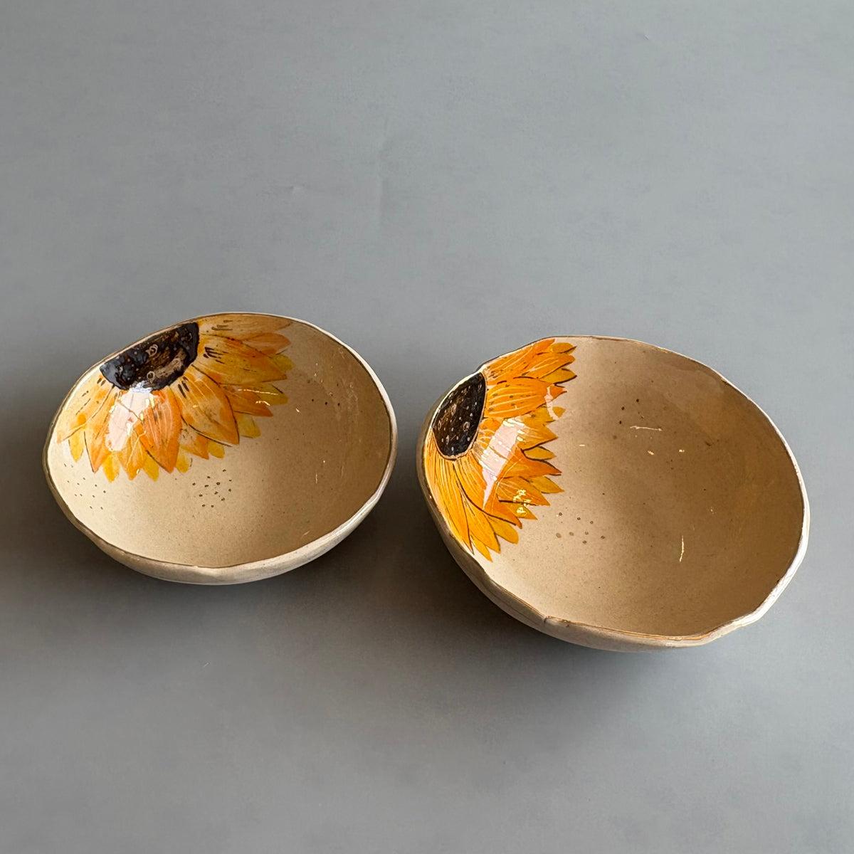 Sunflower Tapas Bowl - Beige & Yellow Set Of 2