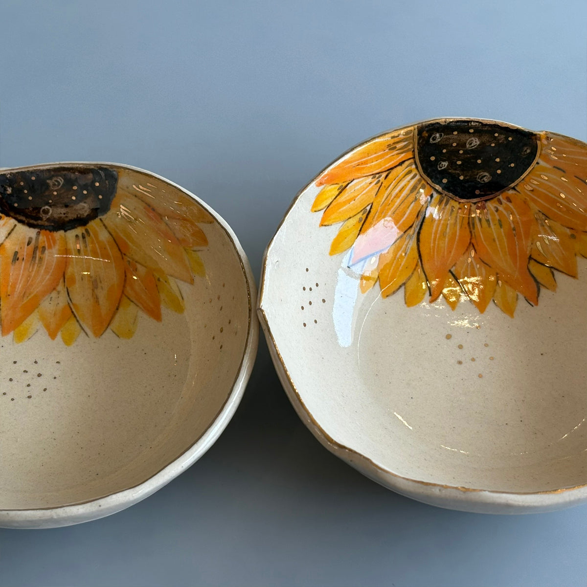 Sunflower Tapas Bowl - Beige & Yellow Set Of 2