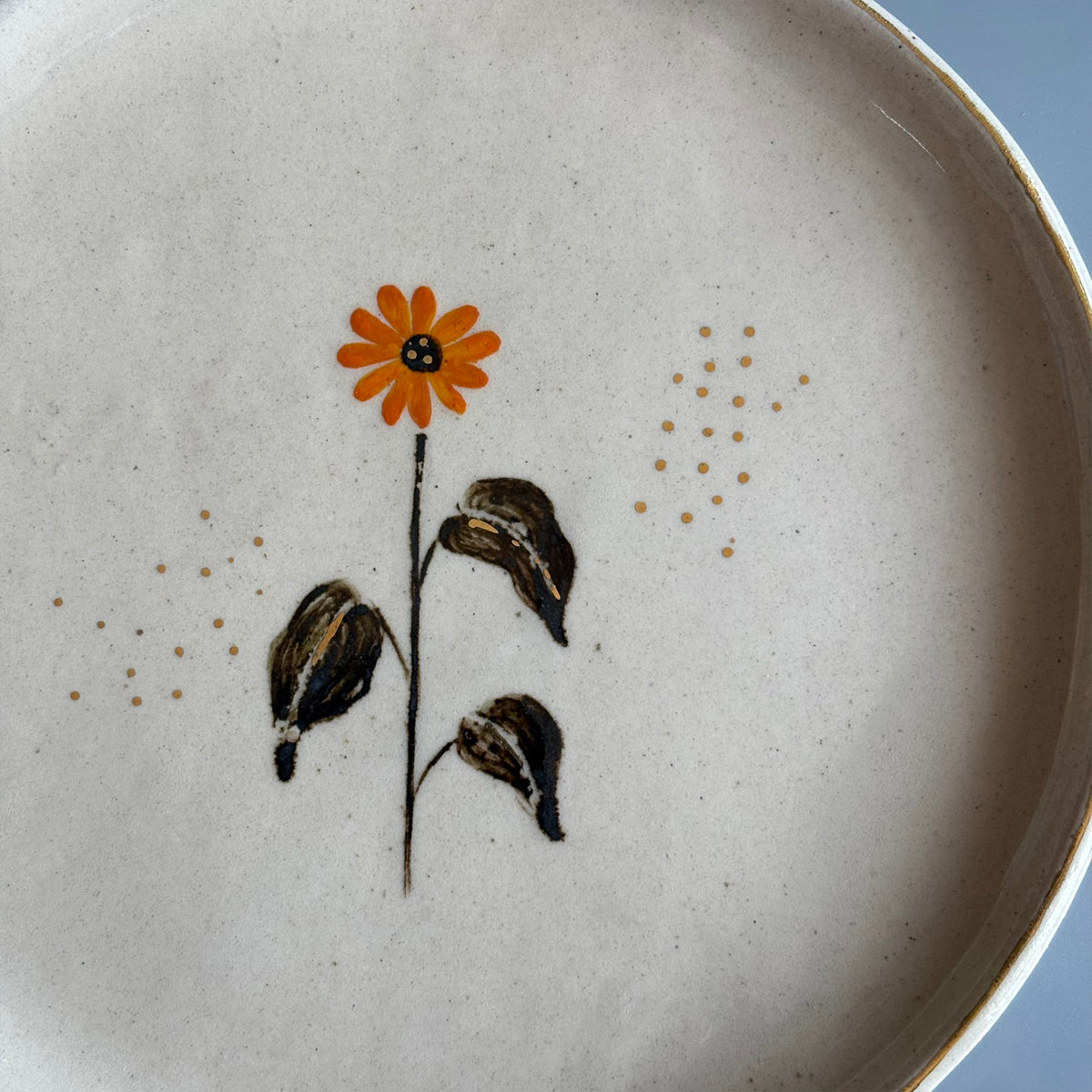 Sunflower 5 Inches Cake Plate - Beige & Yellow - Set Of 2
