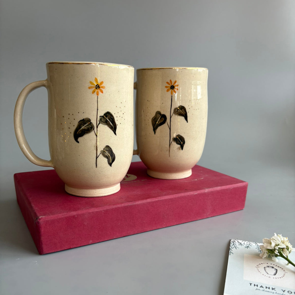 Sunflower Large Mug - Beige & Yellow | Single