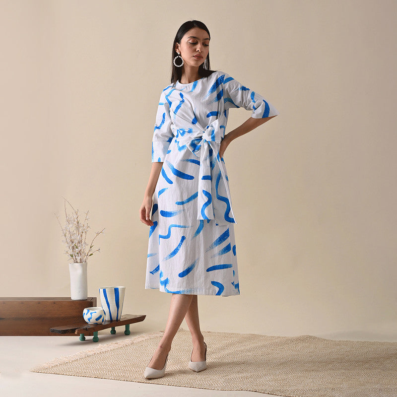 Claire Blue Print Dress