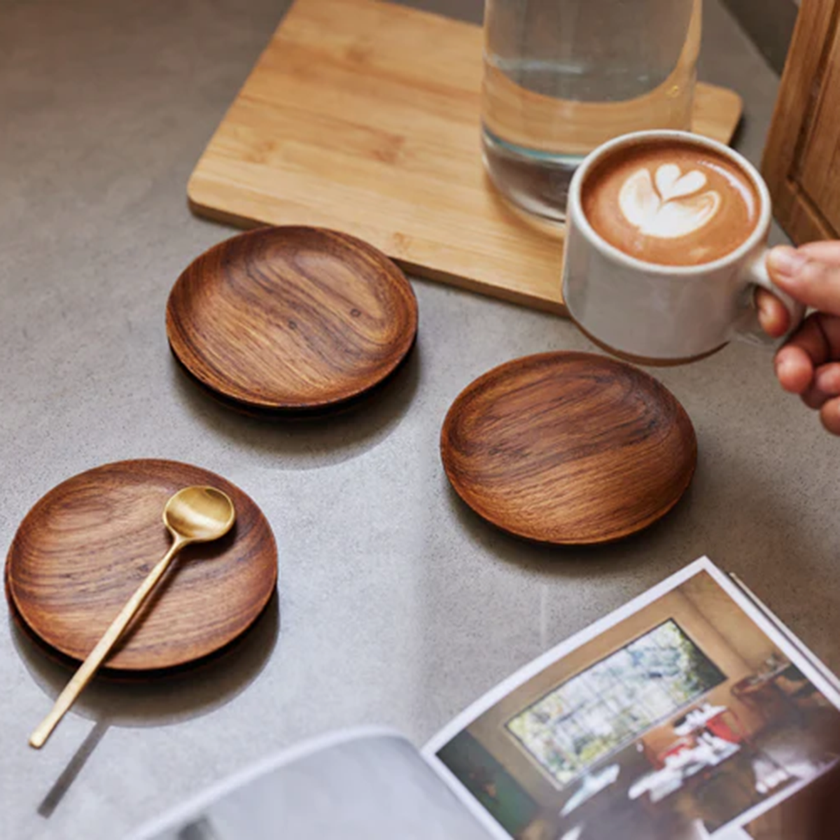 Reclaimed Teak Wood Coasters, Set of 4