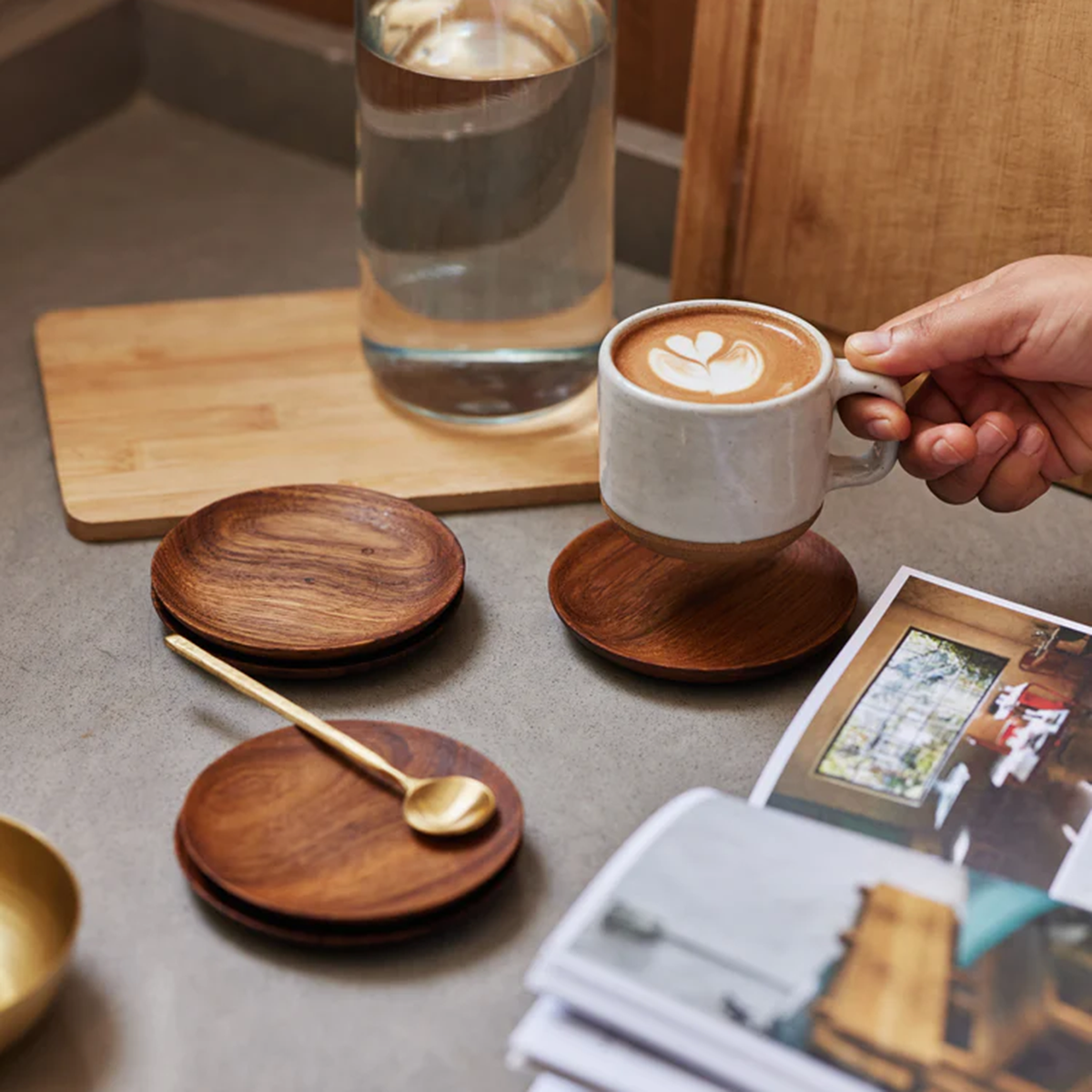 Reclaimed Teak Wood Coasters, Set of 4