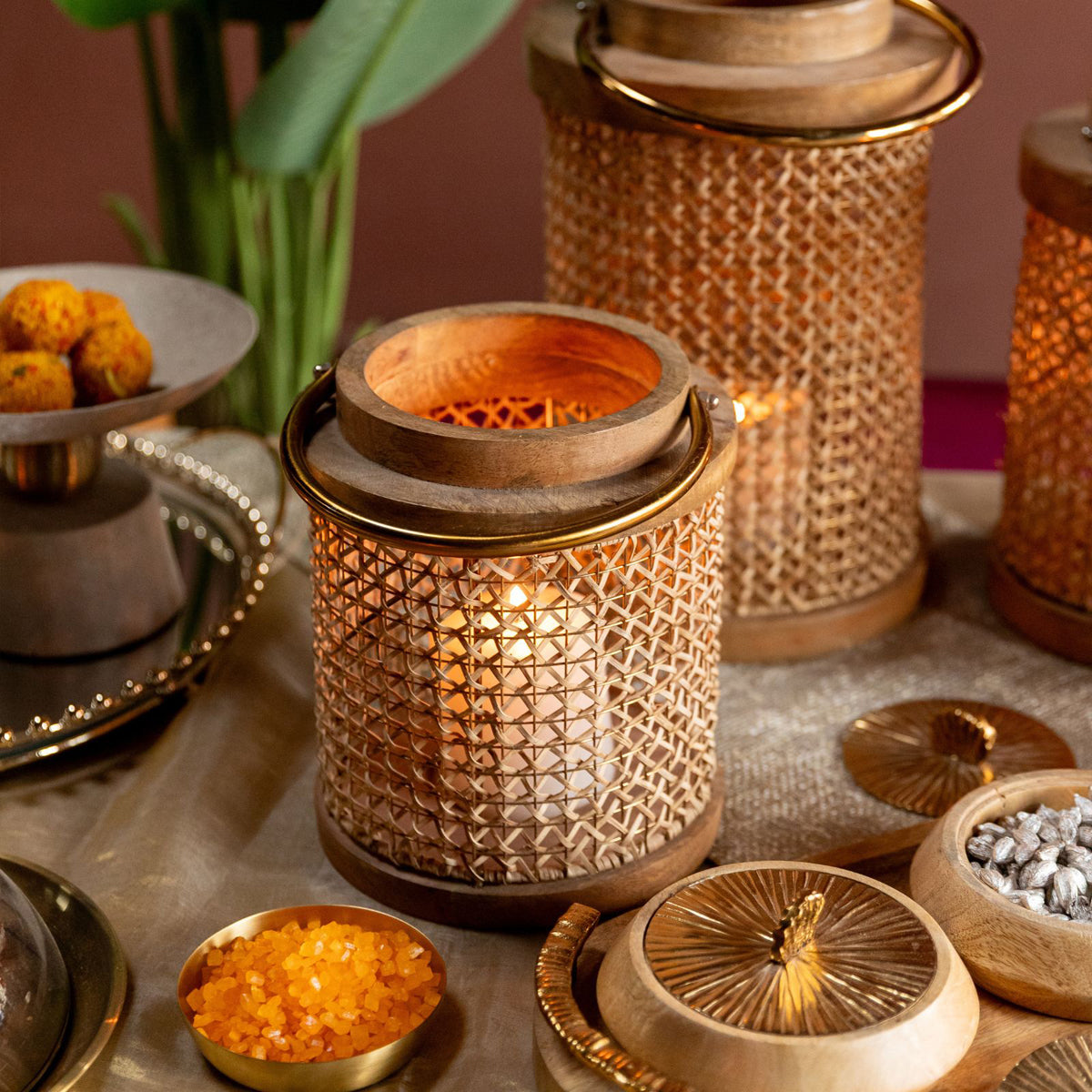 Rattan Hurricane Lantern
