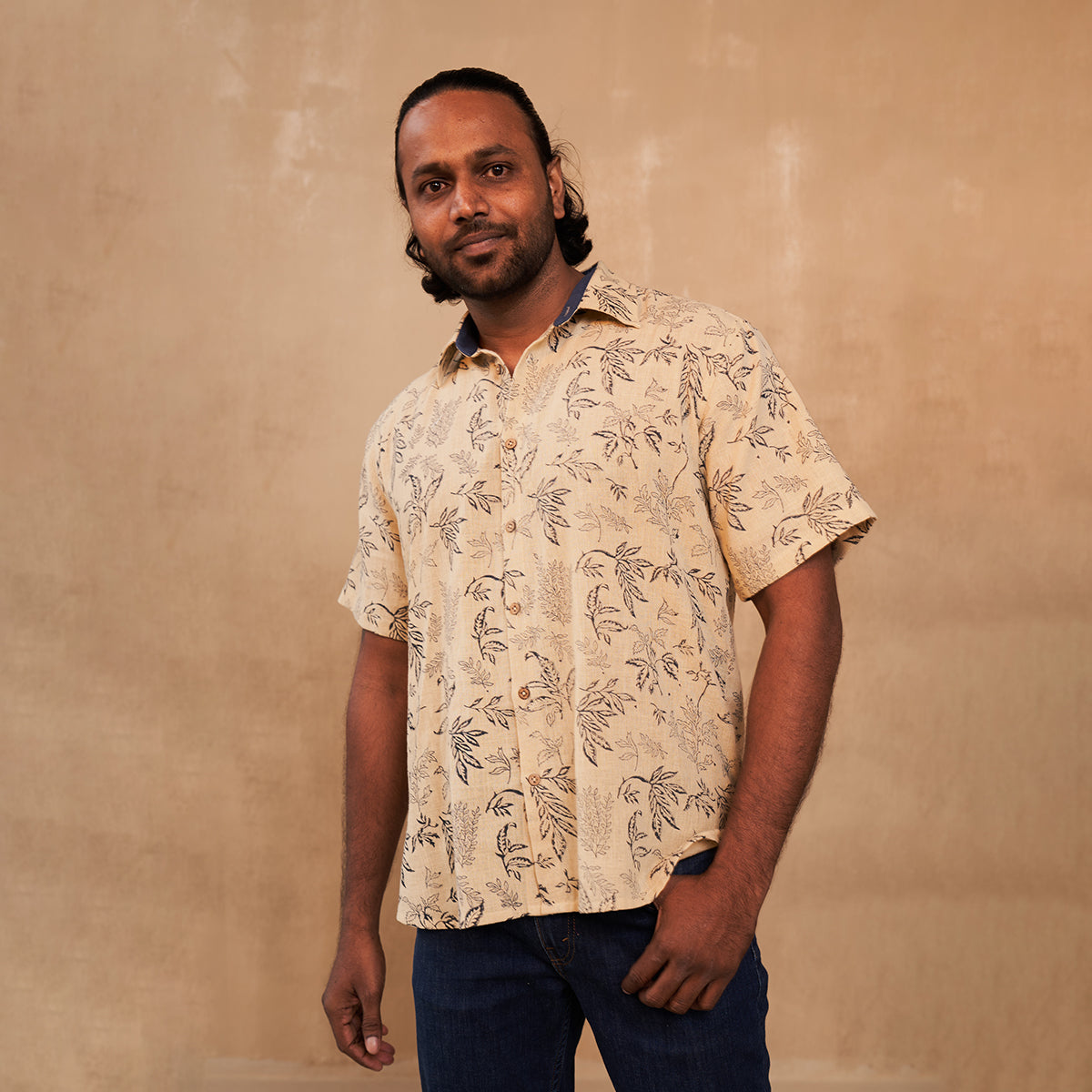 Leafy Palm Handwoven Organic Cotton Unisex Shirt