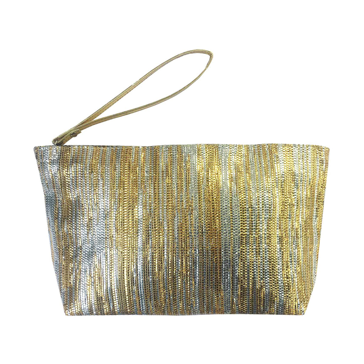 Silver Gold Ikat Metallic Clutch