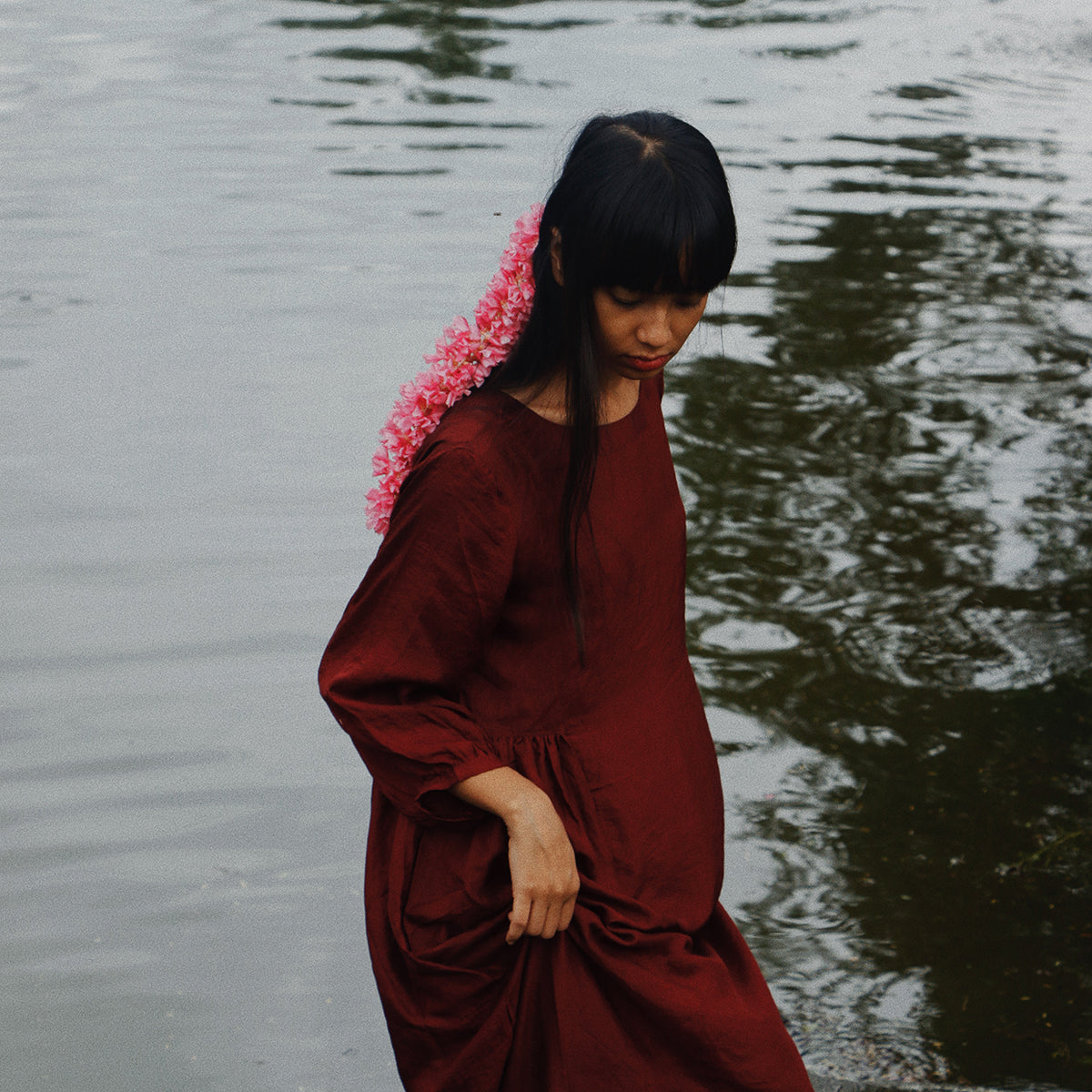 Oxblood Silk Dress- w/o slip