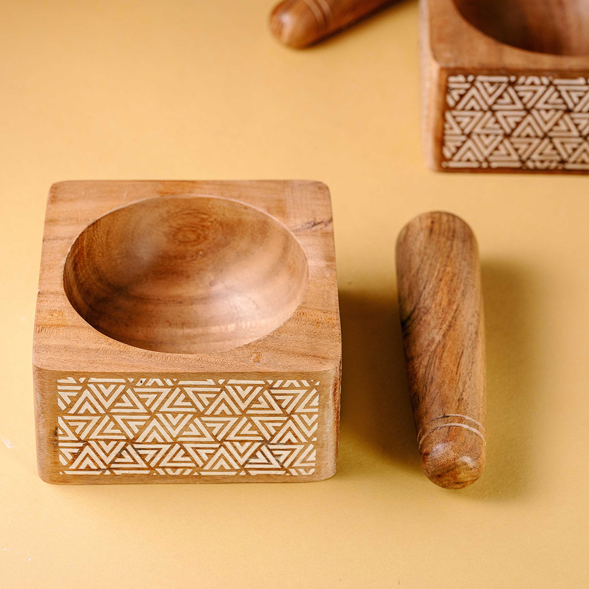 Wooden Mortar Pestle Set