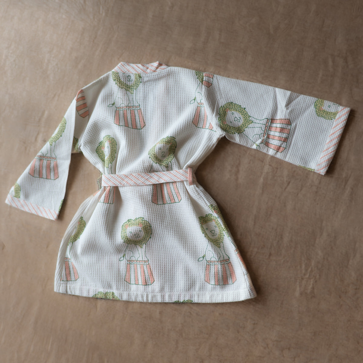 Organic Cotton Baby Bath Robe - Circus | Peach