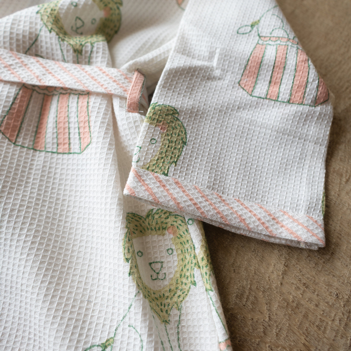 Organic Cotton Baby Bath Robe - Circus | Peach