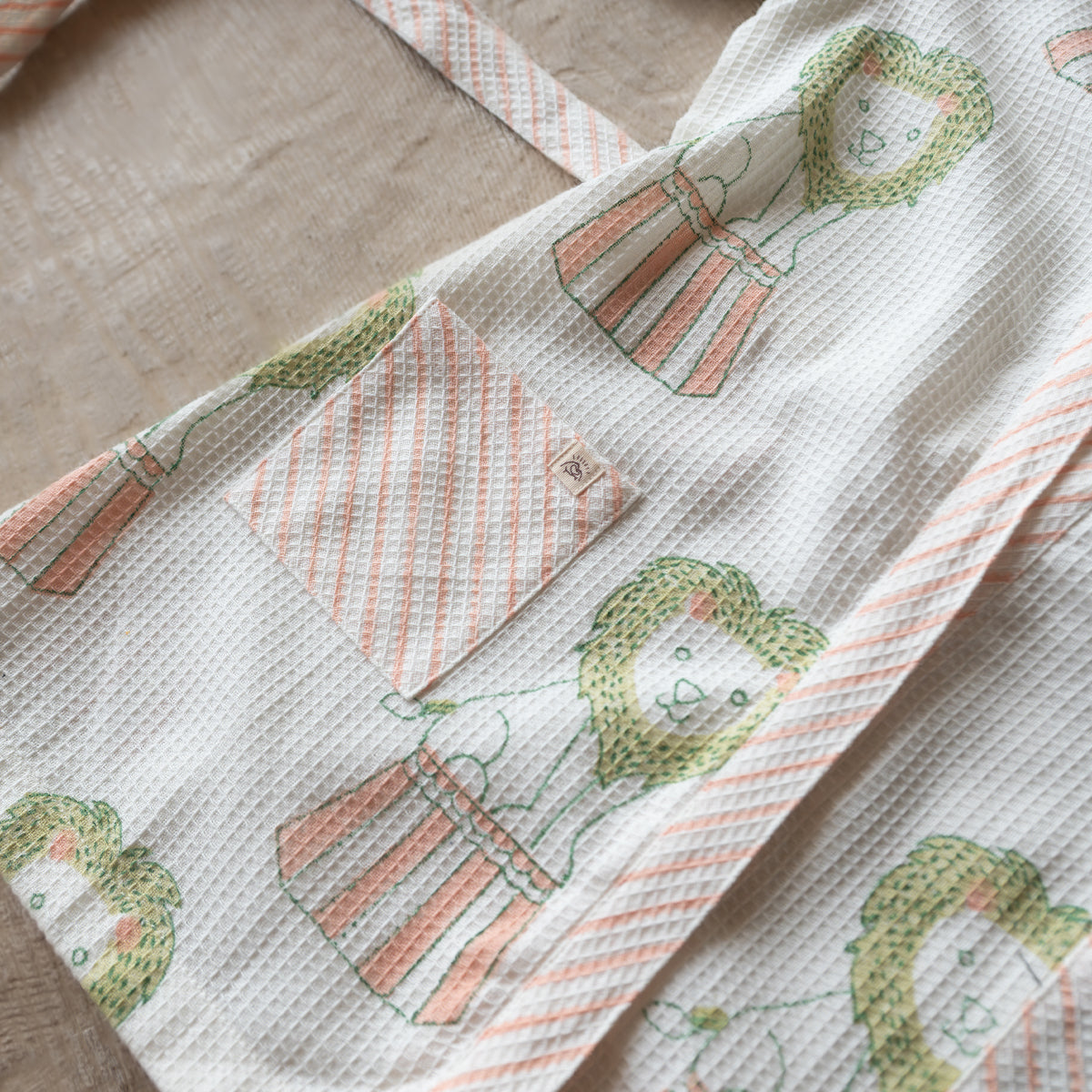 Organic Cotton Baby Bath Robe - Circus | Peach