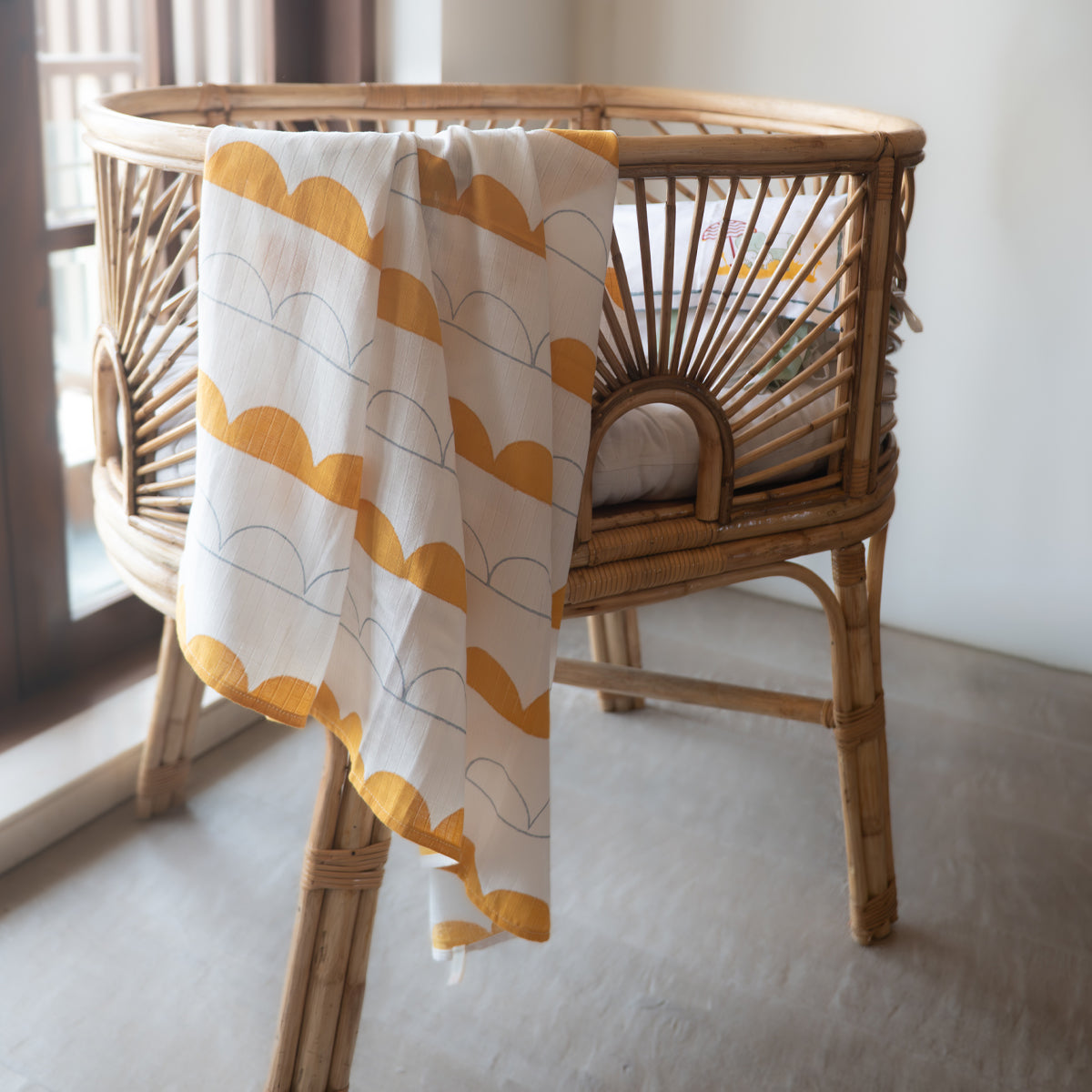 Organic Muslin Baby Swaddle - Earthy Half Moon