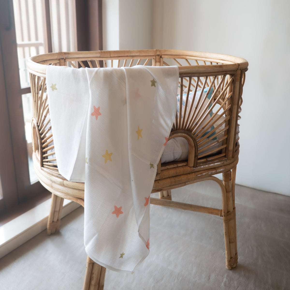 Organic Muslin Baby Swaddle - Circus Stars