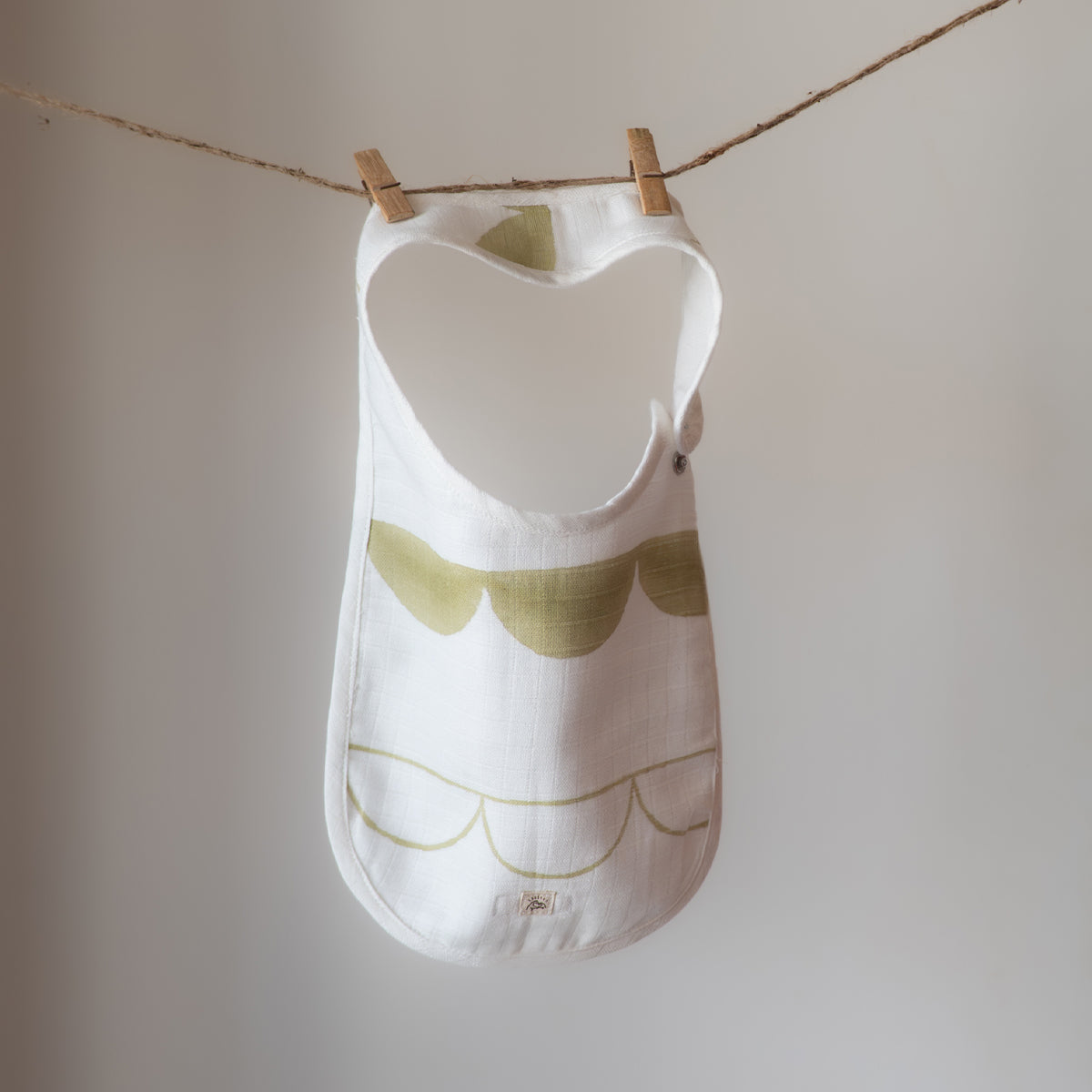 Organic Muslin Baby Bib - Circus Half Moon | Green