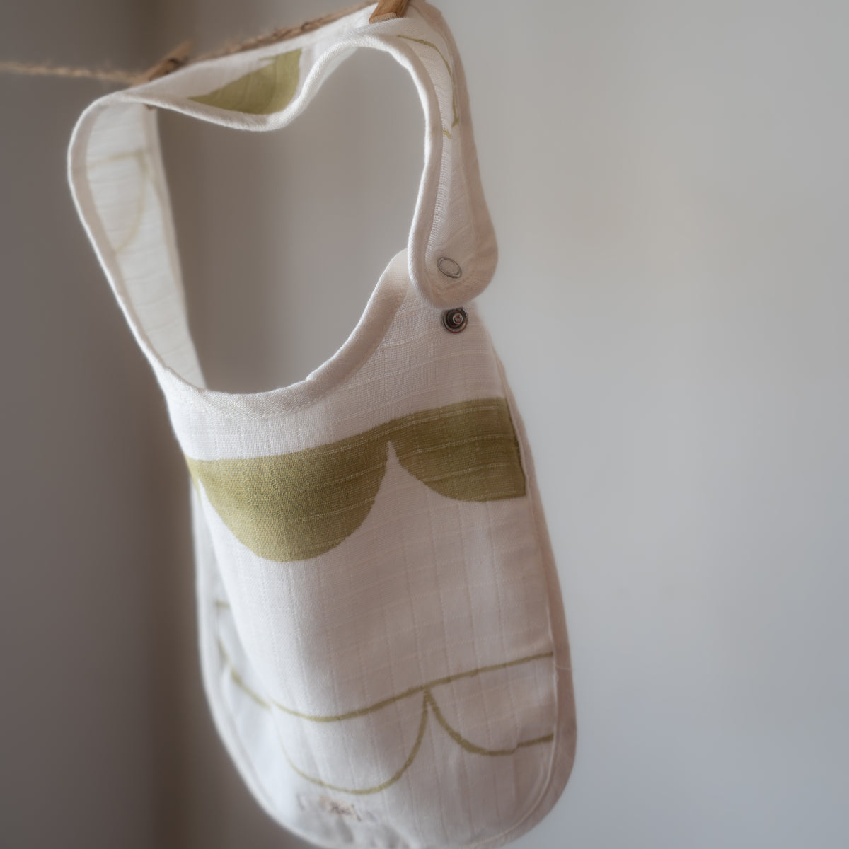 Organic Muslin Baby Bib - Circus Half Moon | Green