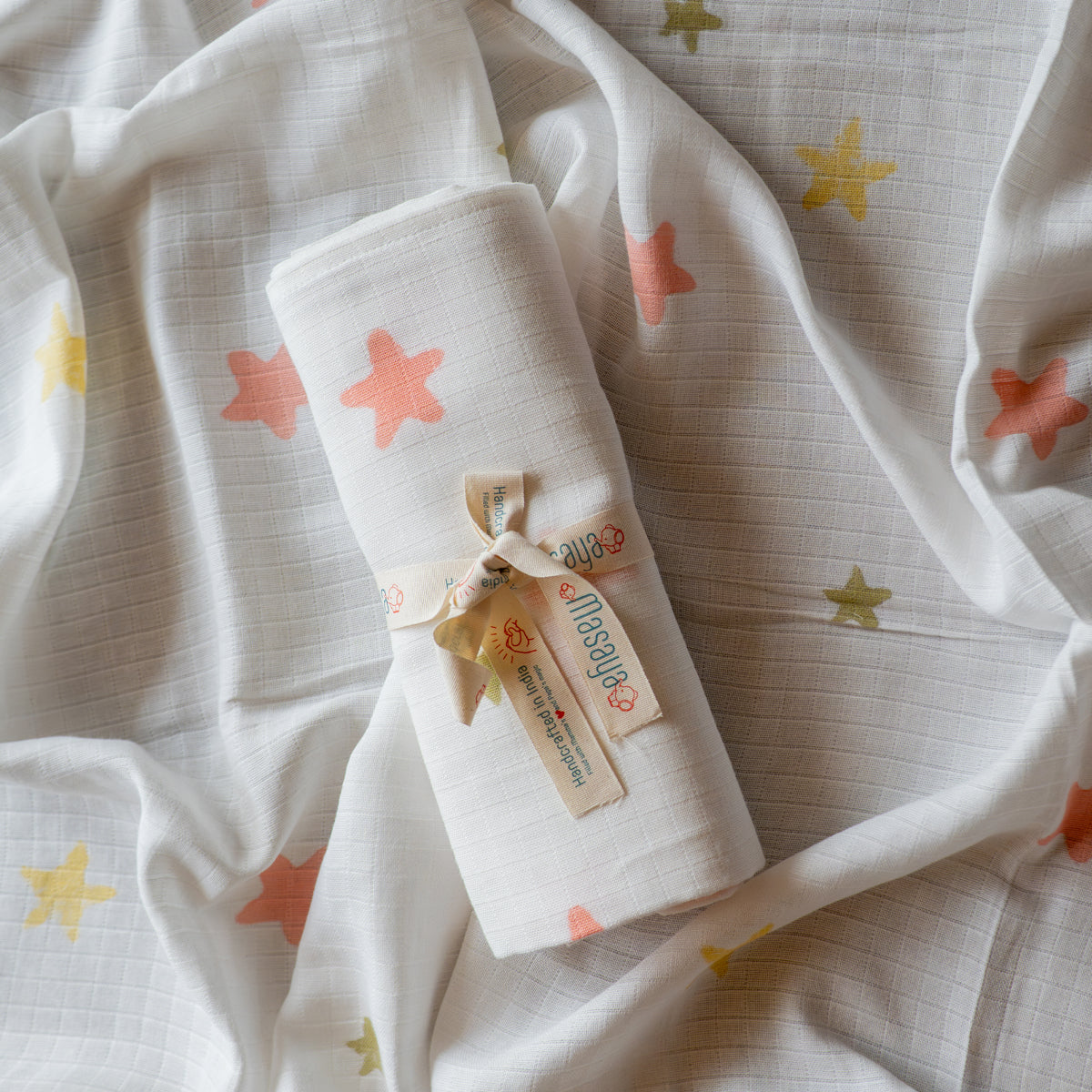 Organic Muslin Baby Swaddle - Circus Stars