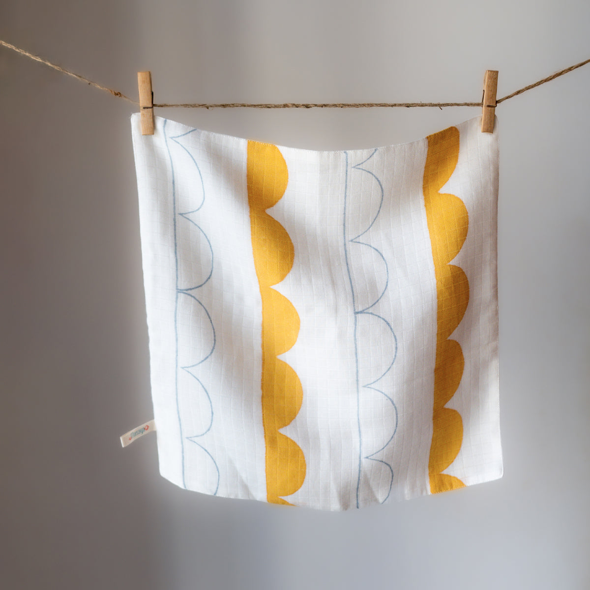 Organic Muslin Big Wash Cloth/Napkin - Earthy Half Moon | Yellow