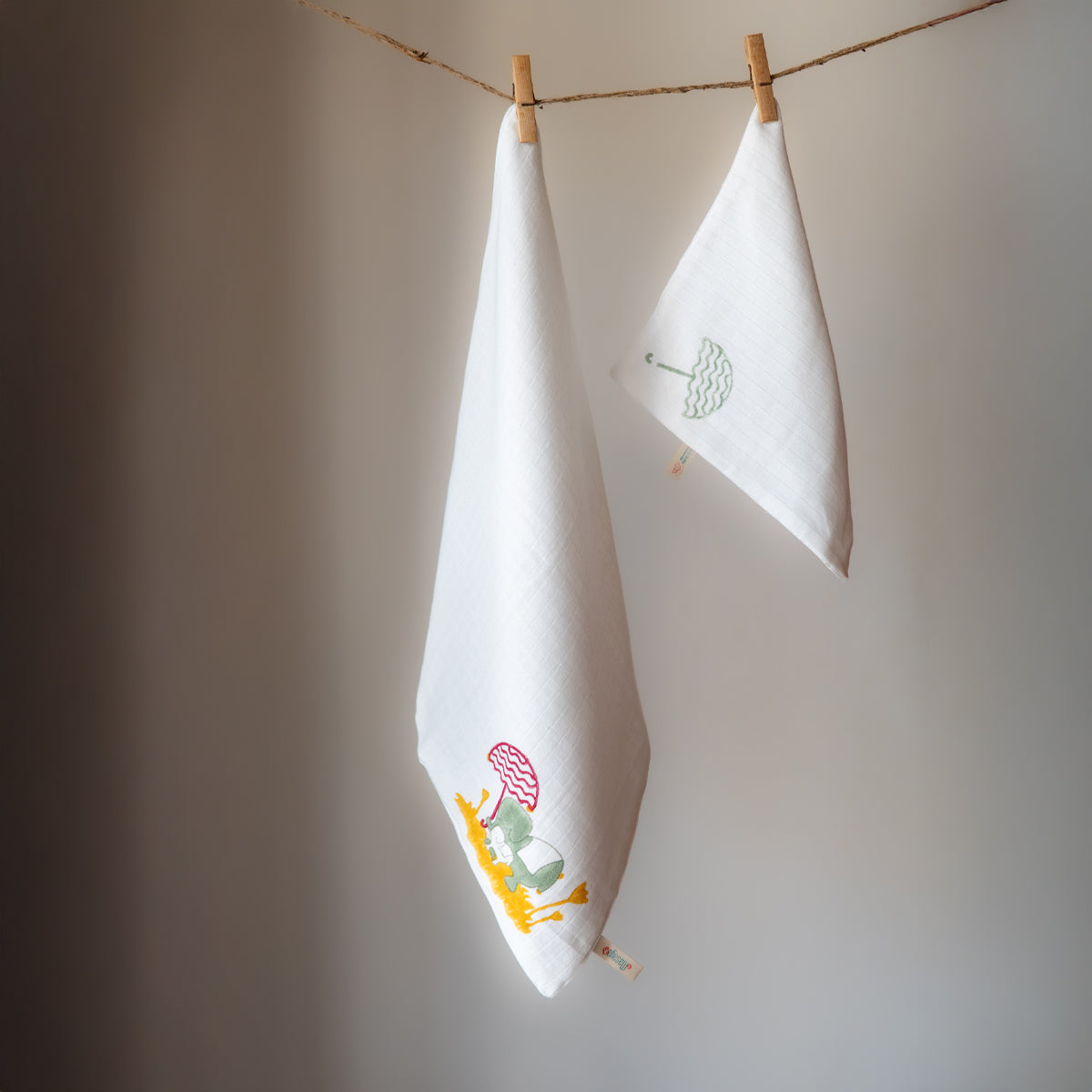 Organic Muslin Small Wash Cloth/Face Napkin - Umbrella