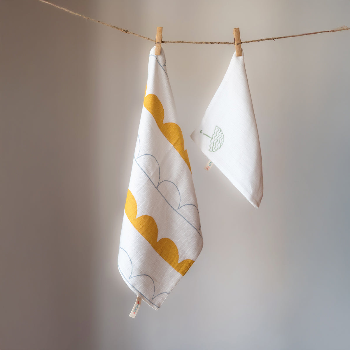 Organic Muslin Big Wash Cloth/Napkin - Earthy Half Moon | Yellow