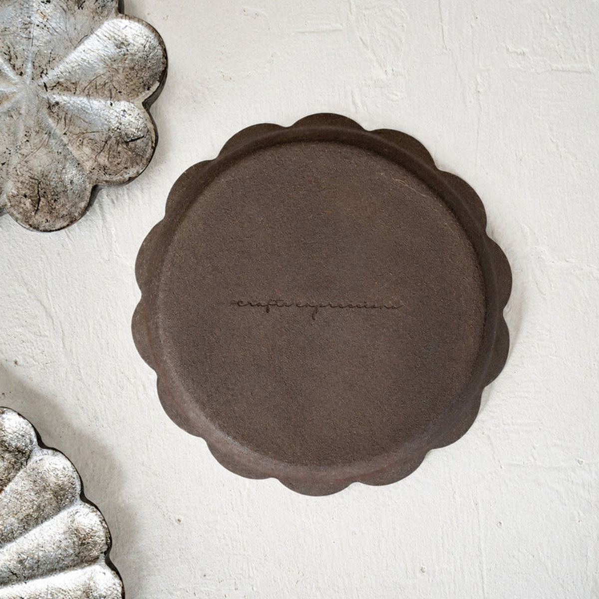 Mogra Platter Set of 3 | Warm-Silver Foil Wooden Floral Serving Platters