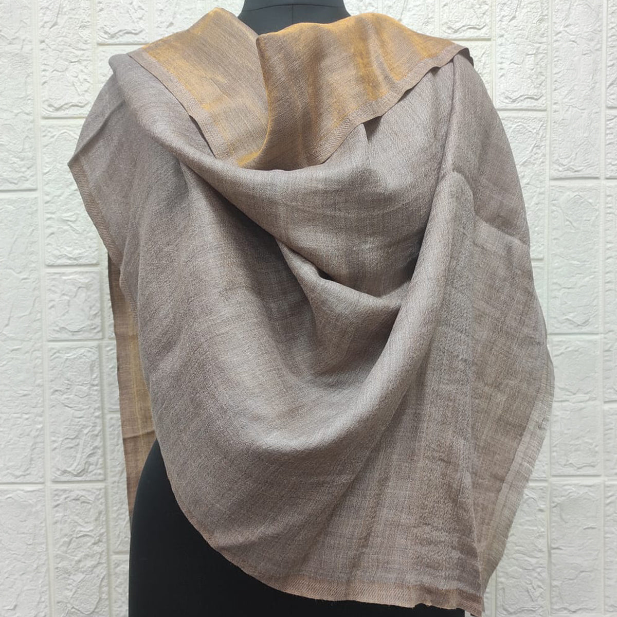 Beige Reversible Zari Stole