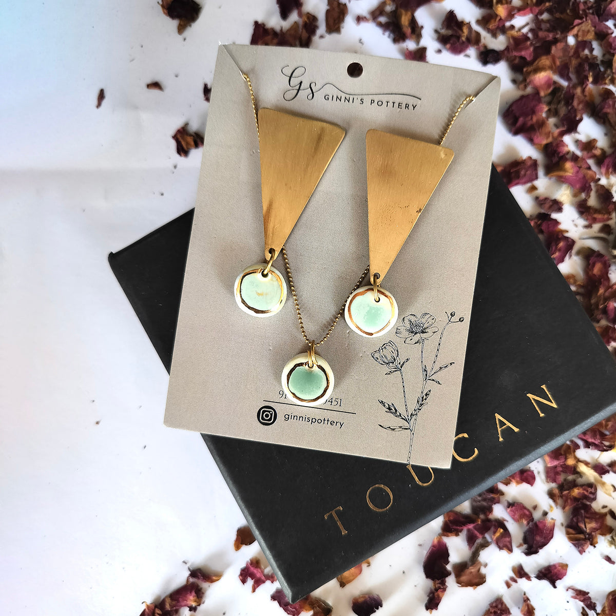 Noor Gold Collection - Earring And Pendant Set - Turquoise