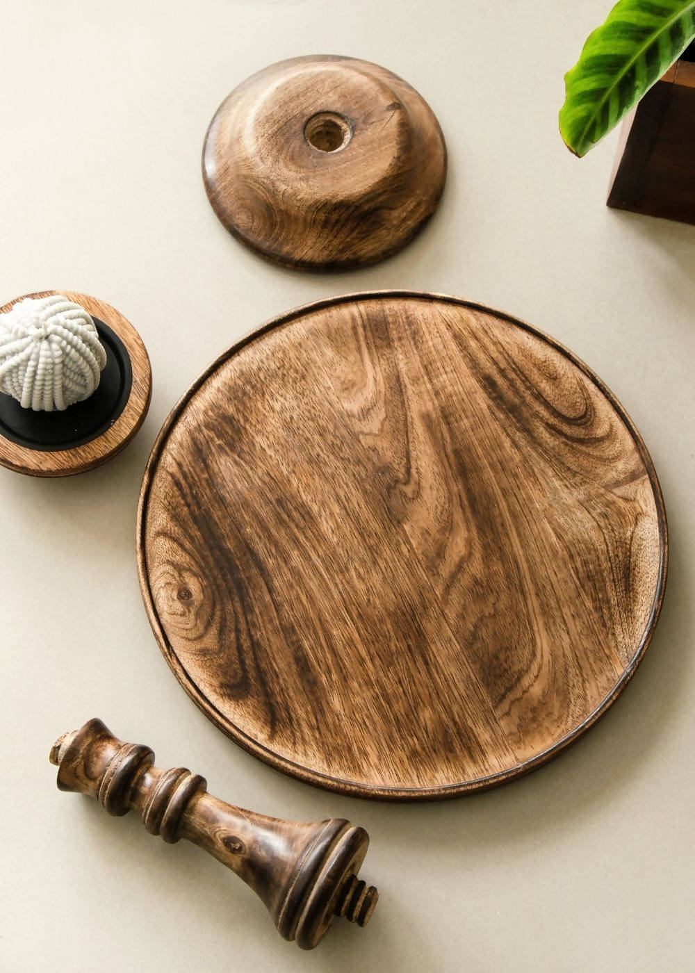 Travel Friendly Wooden Cake Stand with Candle Holder