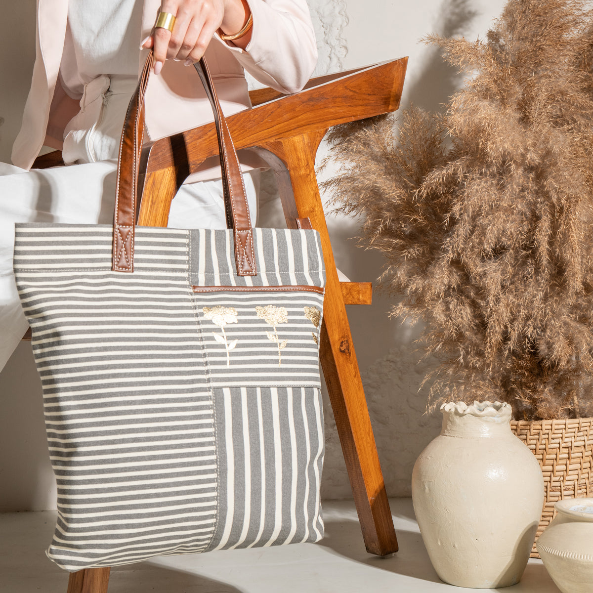 Retro Stripe Ladies Tote Bag