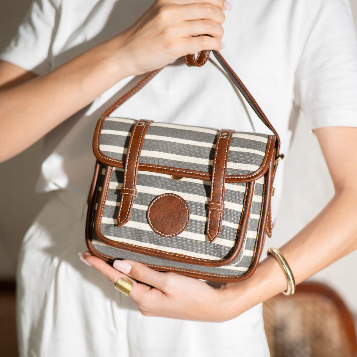 Retro Stripe Ladies Cross Body Bag