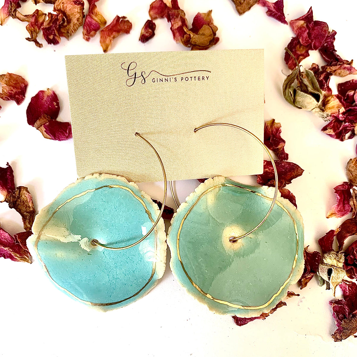 Pankhuri Earrings (Turquoise) With 22 Carat Gold Work