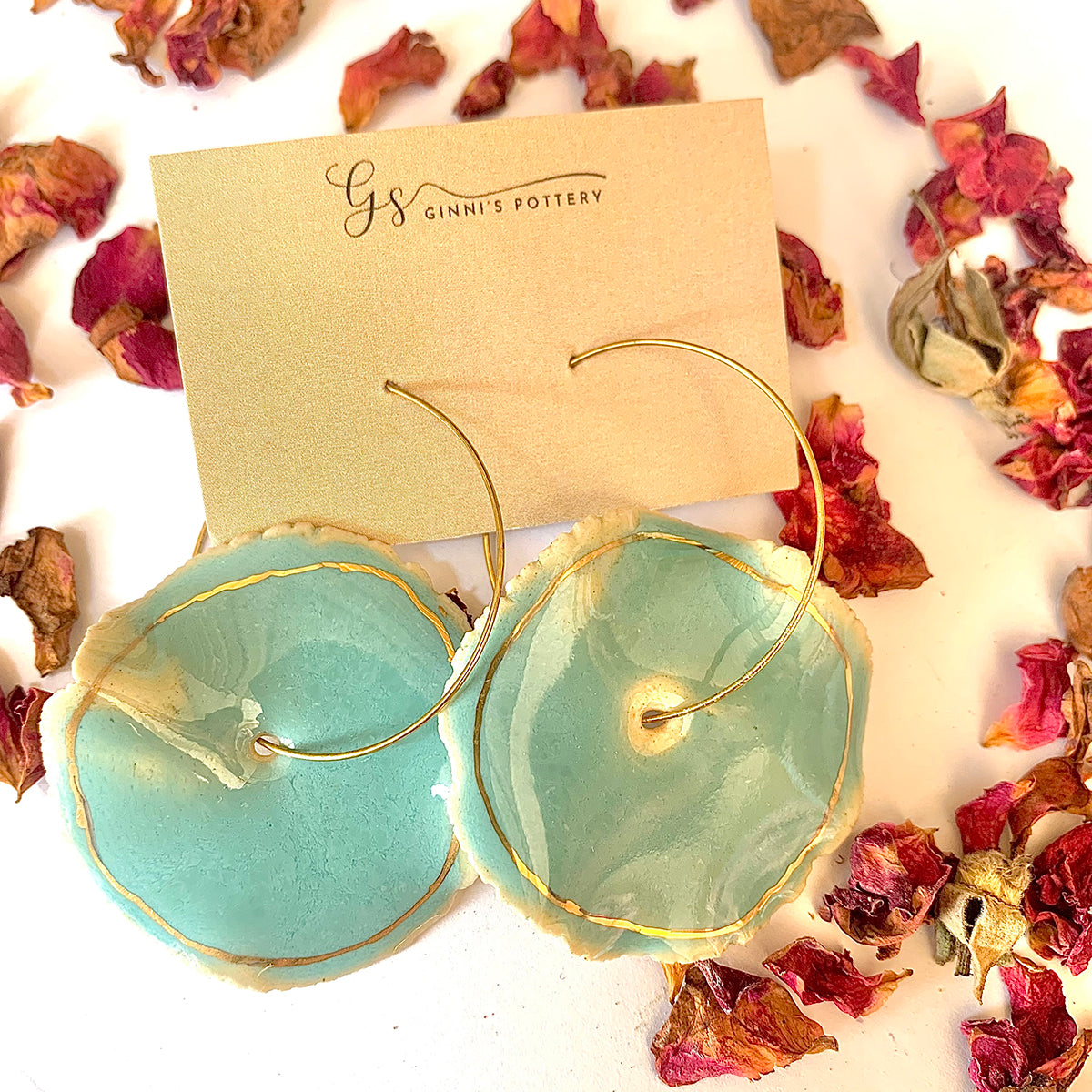 Pankhuri Earrings (Turquoise) With 22 Carat Gold Work