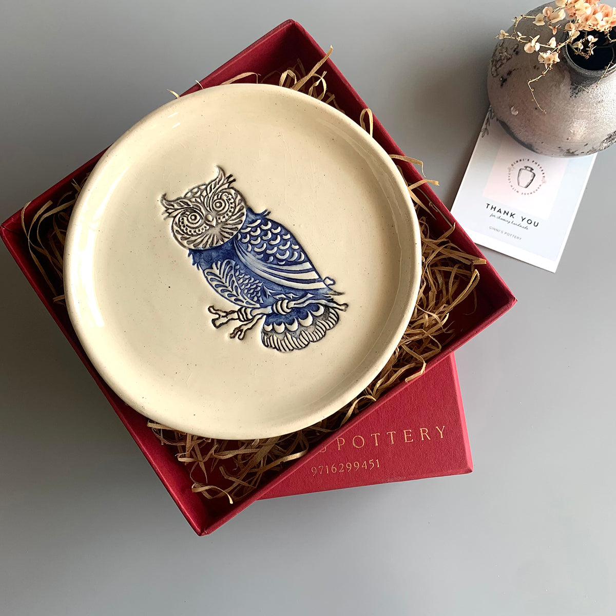 Owl Plate | Handmade Hand painted Ceramic