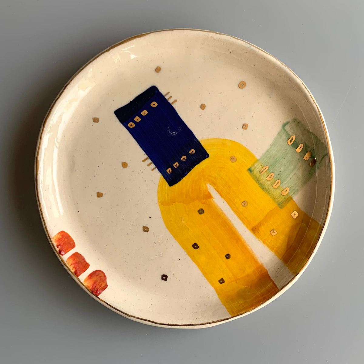 Abstract Plate | Handmade And Hand painted | Finished With 22 Carat Gold