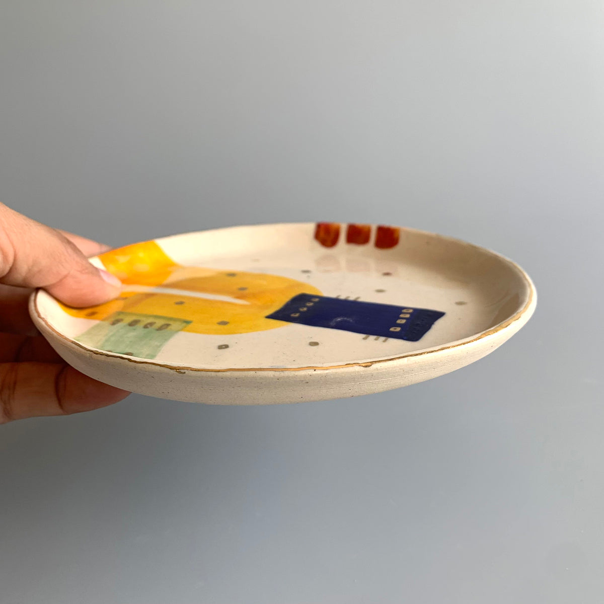 Abstract Plate | Handmade And Hand painted | Finished With 22 Carat Gold