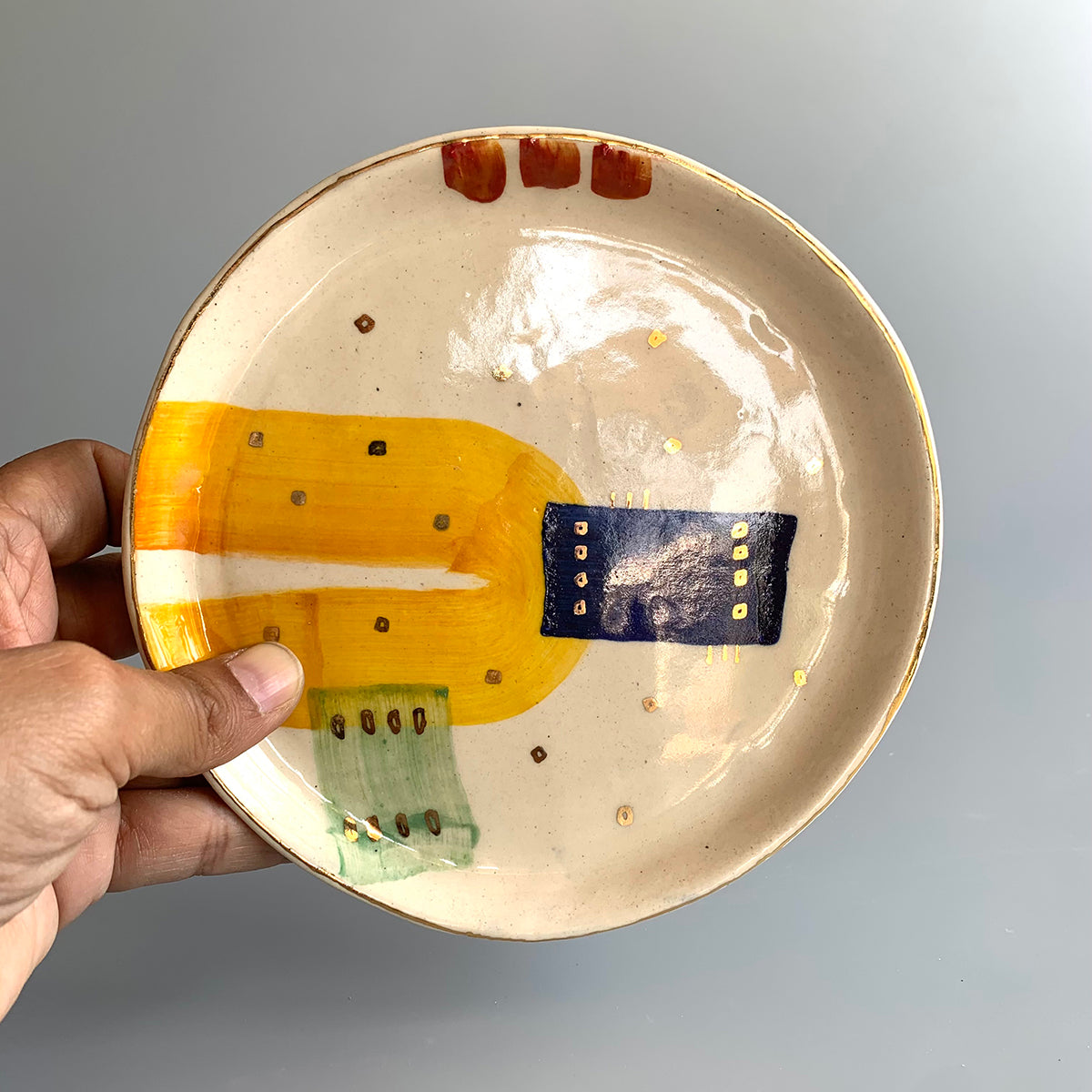 Abstract Plate | Handmade And Hand painted | Finished With 22 Carat Gold