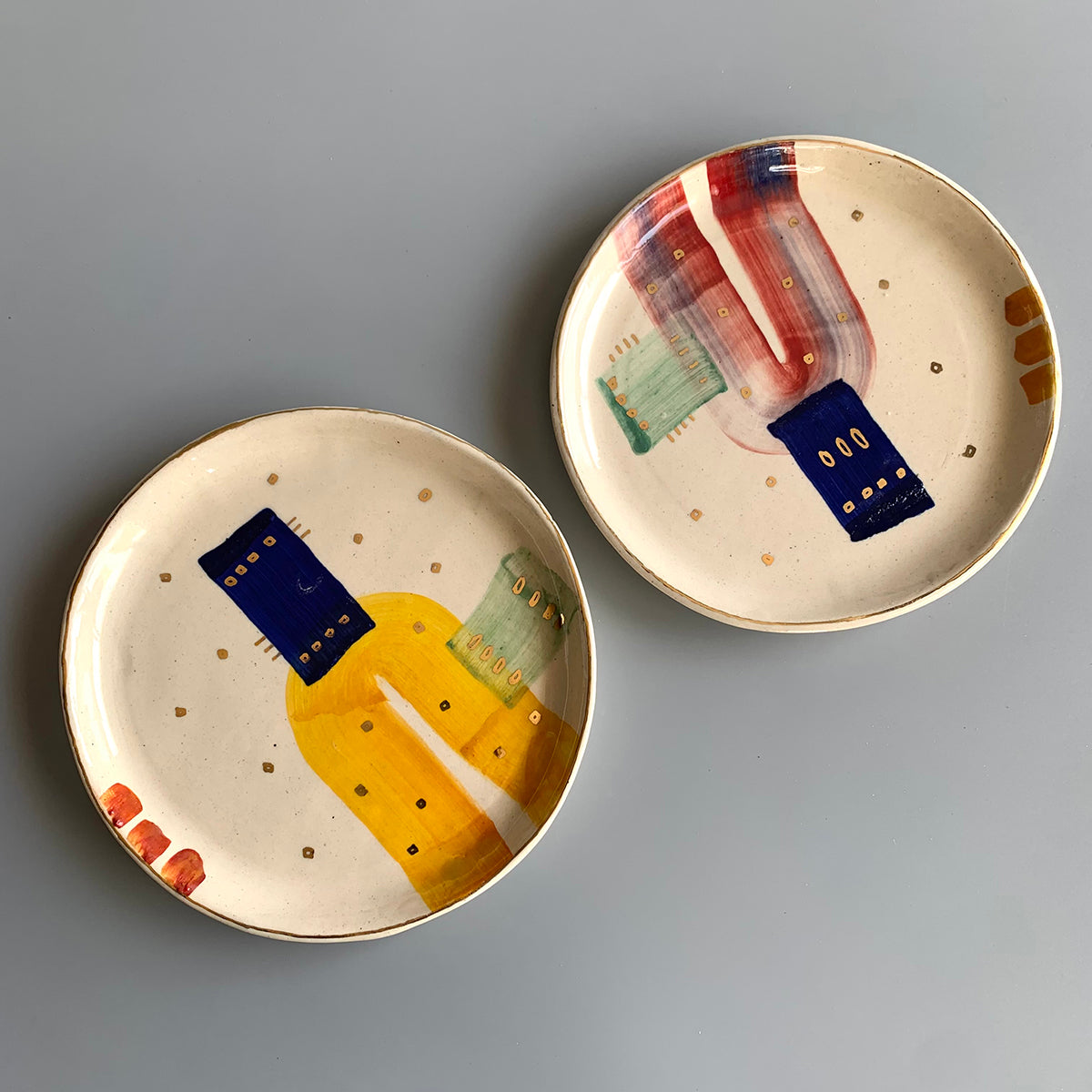 Abstract Plate | Handmade And Hand painted | Finished With 22 Carat Gold