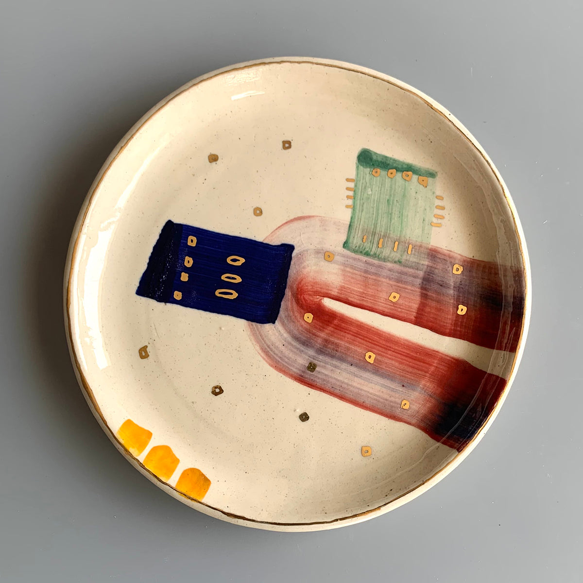 Abstract Plate | Handmade And Hand painted | Finished With 22 Carat Gold