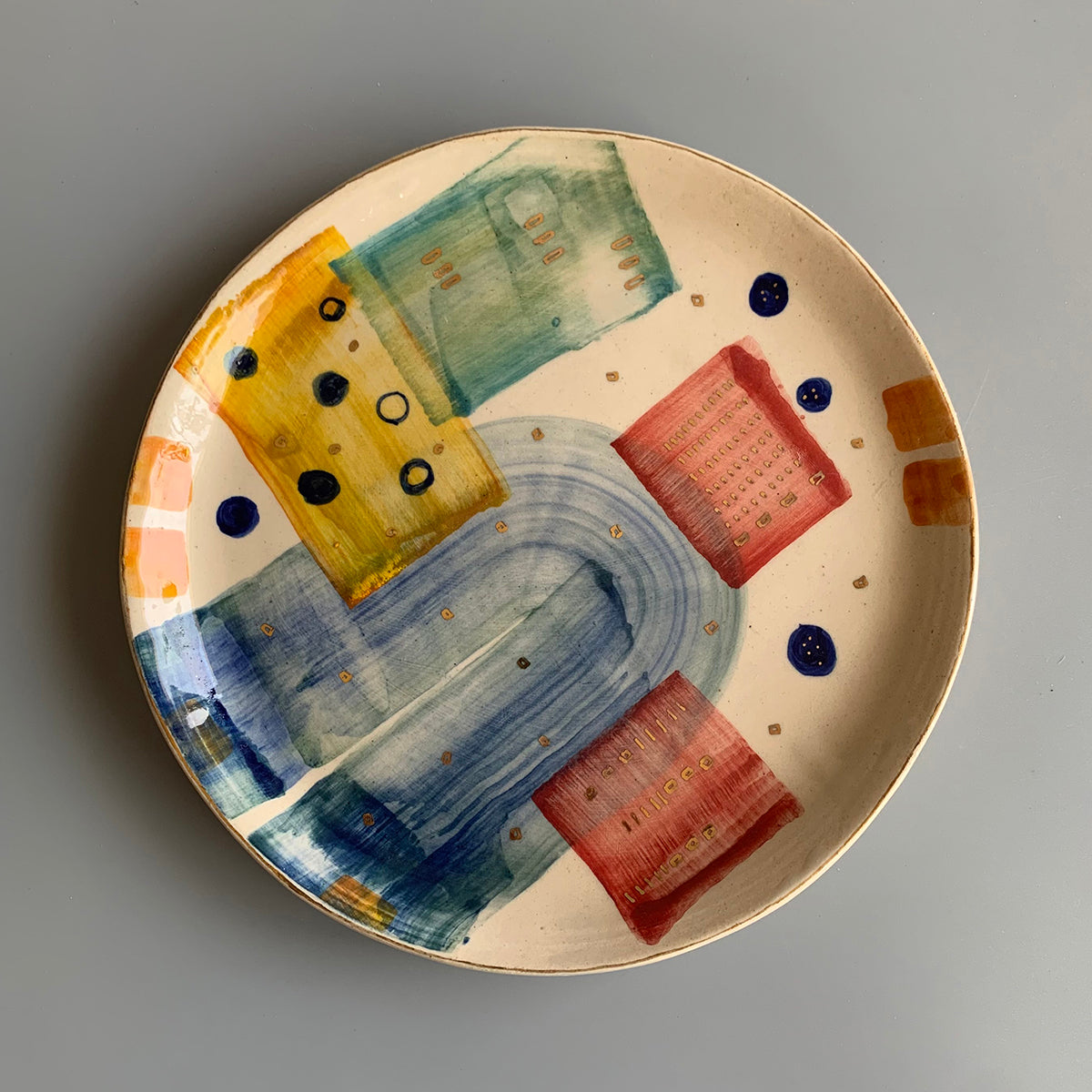 Abstract Breakfast Plate | Handmade And Hand painted | Finished With 22 Carat Gold