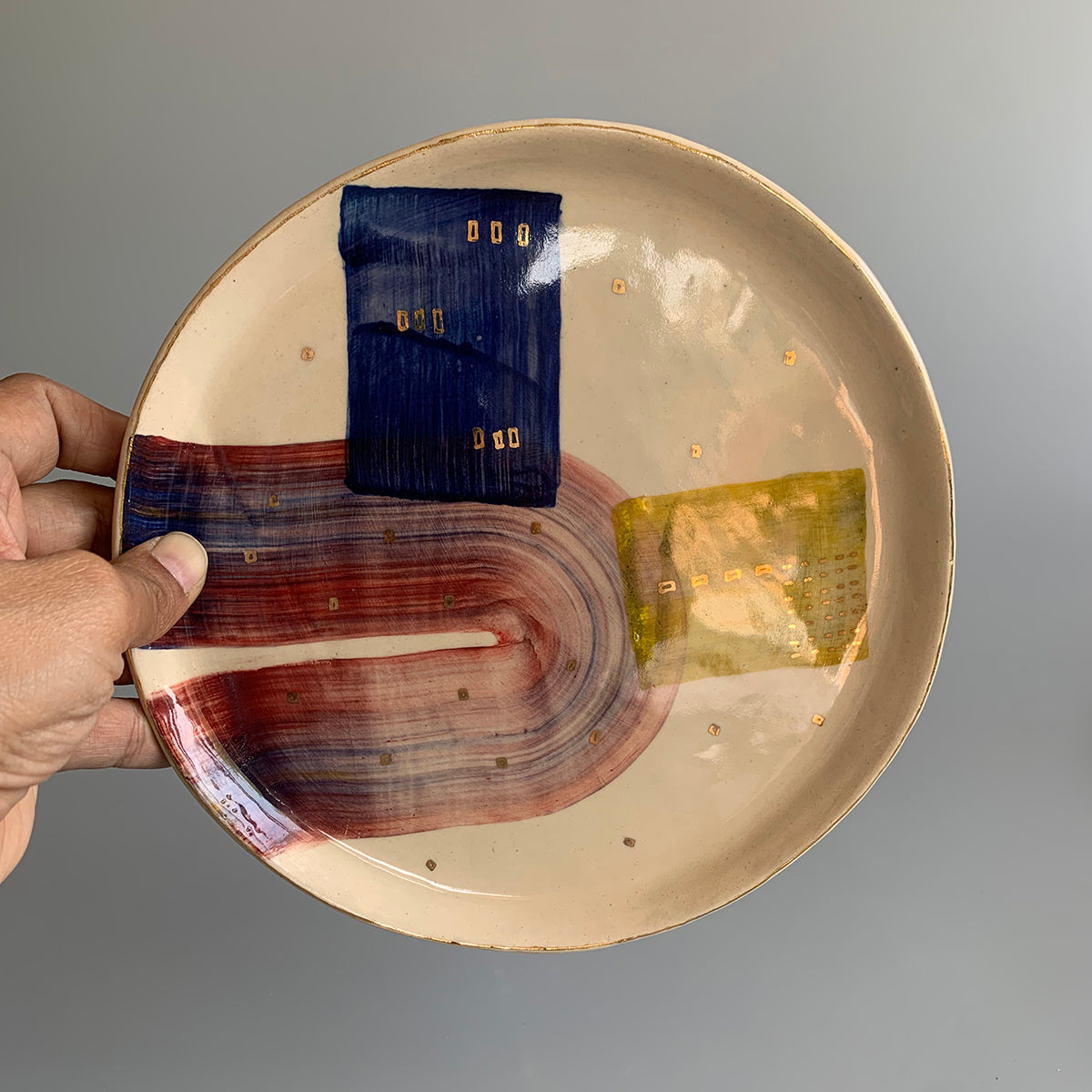 Abstract Breakfast Plate | Handmade And Hand painted | Finished With 22 Carat Gold