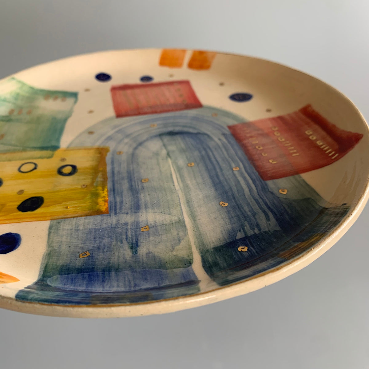 Abstract Breakfast Plate | Handmade And Hand painted | Finished With 22 Carat Gold