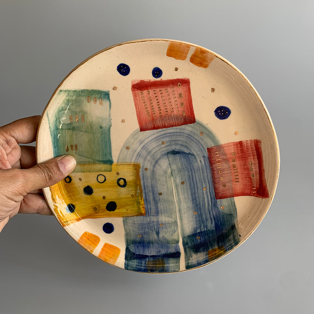 Abstract Breakfast Plate | Handmade And Hand painted | Finished With 22 Carat Gold