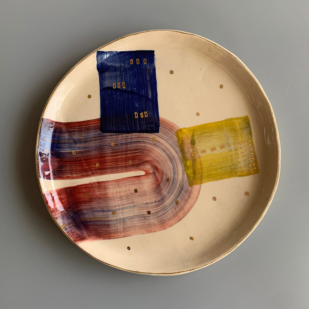 Abstract Breakfast Plate | Handmade And Hand painted | Finished With 22 Carat Gold